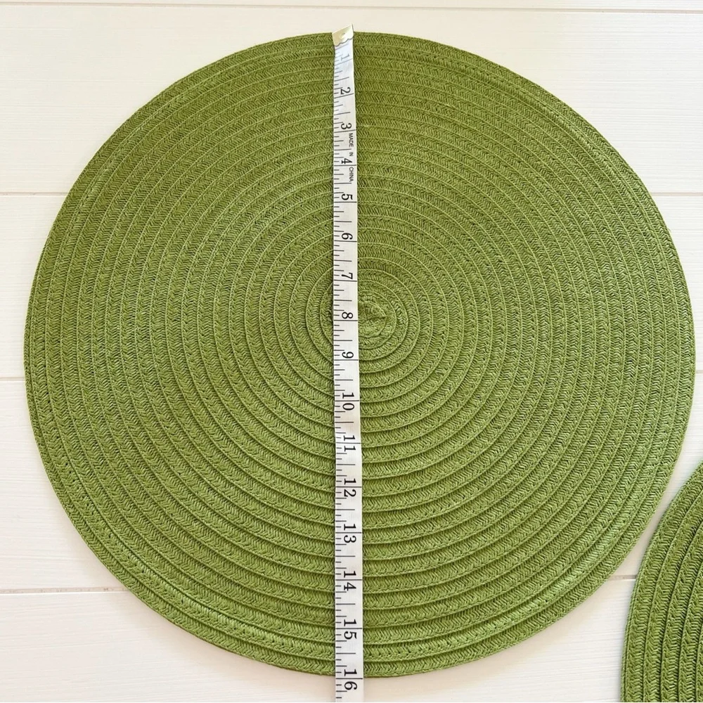 Pier 1 Woven Round Placemats Set of 2 Green NWOT